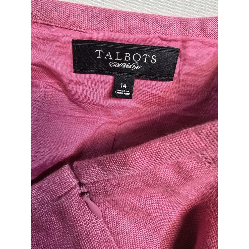 Talbots Fuchsia Women's Size 14 Linen Skirt Fit and Flare Midi Length - Picture 2 of 4